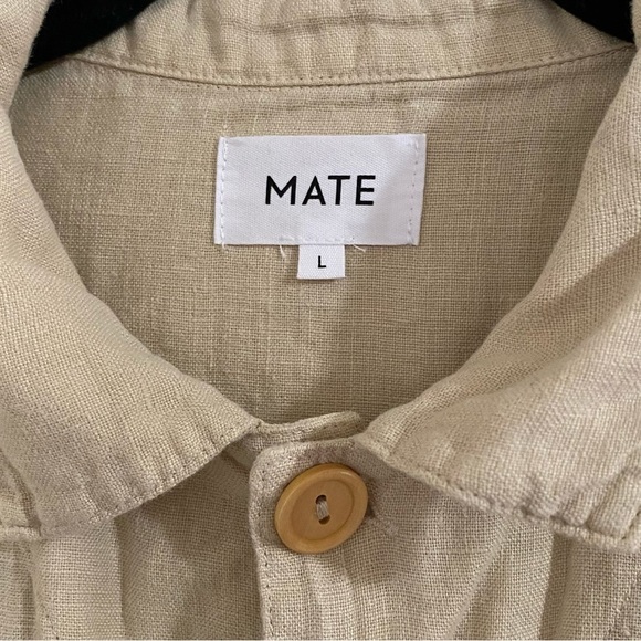 Mate the Label Linen Long Sleeve Jumpsuit Natural Sz Large - Picture 11 of 14